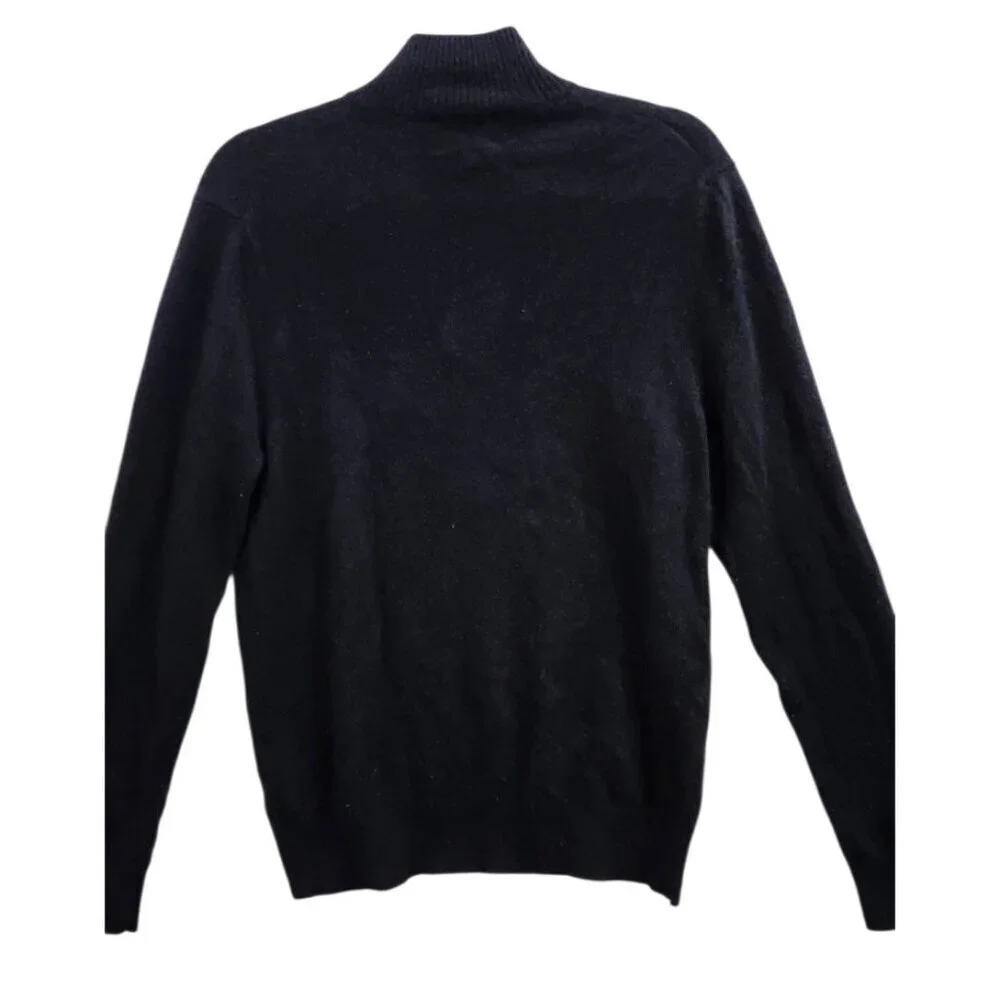 QI Cashmere Men’s Black 1/4 Zip Pullover Sweater 100% Cashmere Size M